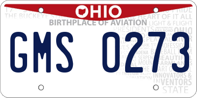 OH license plate GMS0273
