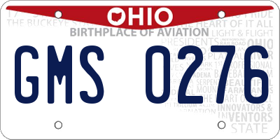 OH license plate GMS0276