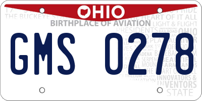OH license plate GMS0278