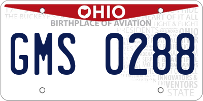 OH license plate GMS0288