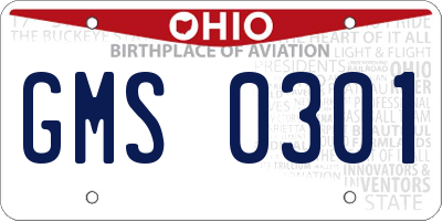 OH license plate GMS0301
