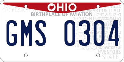 OH license plate GMS0304