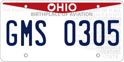 OH license plate GMS0305