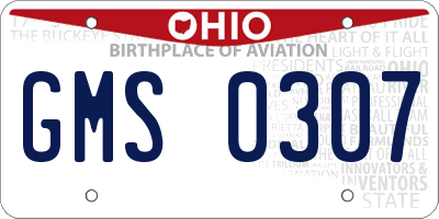 OH license plate GMS0307