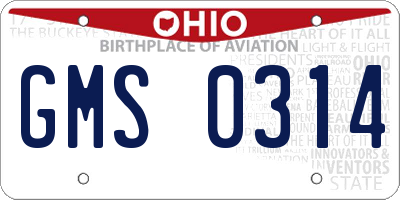 OH license plate GMS0314