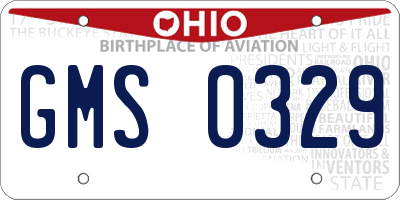 OH license plate GMS0329