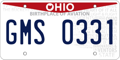 OH license plate GMS0331