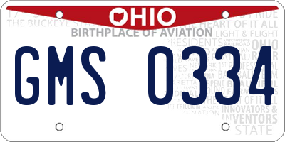 OH license plate GMS0334