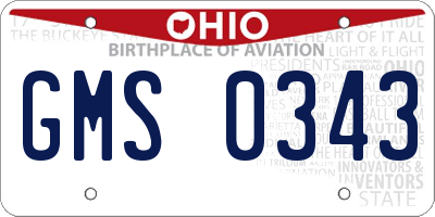OH license plate GMS0343
