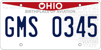 OH license plate GMS0345
