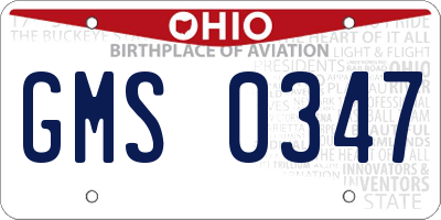 OH license plate GMS0347