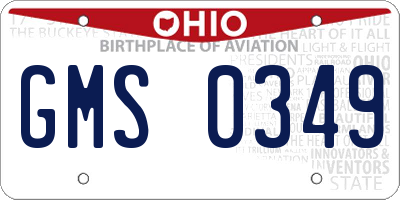 OH license plate GMS0349