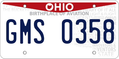 OH license plate GMS0358