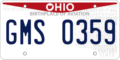 OH license plate GMS0359