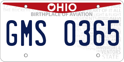 OH license plate GMS0365