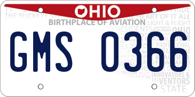 OH license plate GMS0366