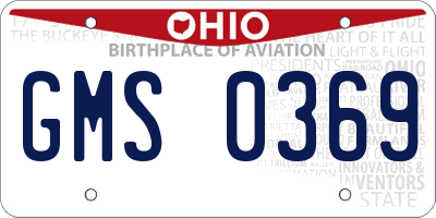 OH license plate GMS0369