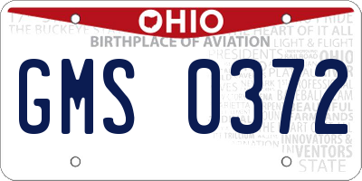 OH license plate GMS0372