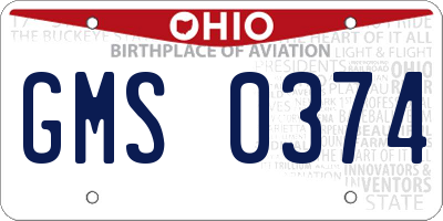 OH license plate GMS0374