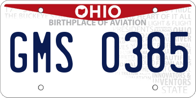 OH license plate GMS0385