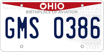 OH license plate GMS0386