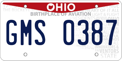 OH license plate GMS0387