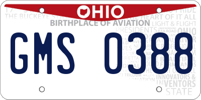 OH license plate GMS0388