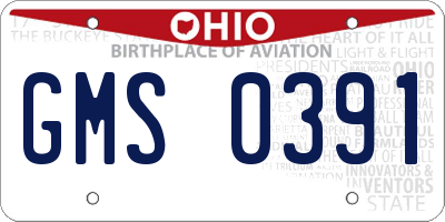 OH license plate GMS0391