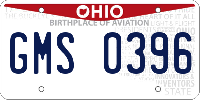 OH license plate GMS0396