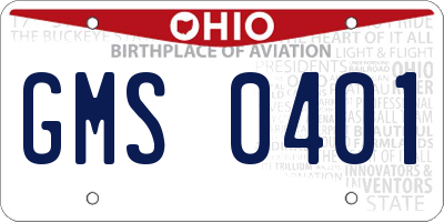 OH license plate GMS0401