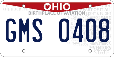 OH license plate GMS0408