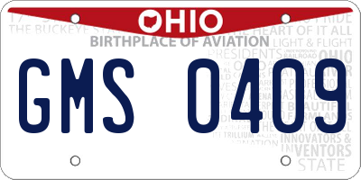 OH license plate GMS0409
