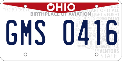 OH license plate GMS0416