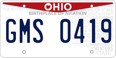 OH license plate GMS0419
