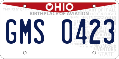 OH license plate GMS0423