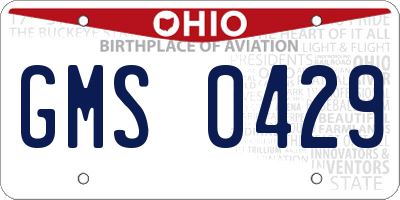 OH license plate GMS0429