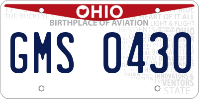 OH license plate GMS0430
