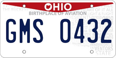 OH license plate GMS0432