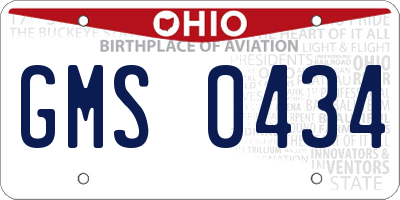 OH license plate GMS0434