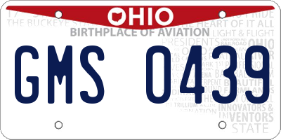 OH license plate GMS0439