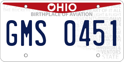 OH license plate GMS0451