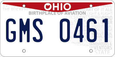 OH license plate GMS0461