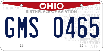 OH license plate GMS0465