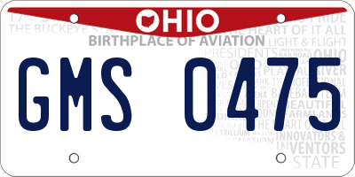 OH license plate GMS0475