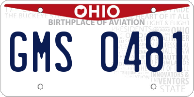 OH license plate GMS0481
