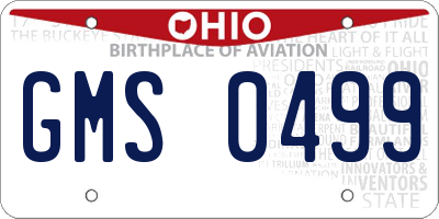 OH license plate GMS0499
