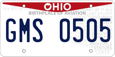 OH license plate GMS0505