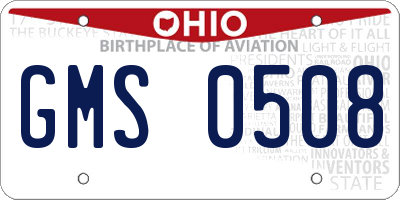 OH license plate GMS0508