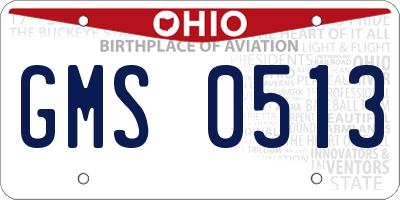OH license plate GMS0513