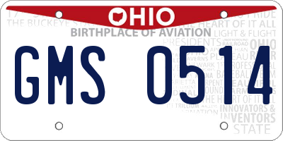 OH license plate GMS0514
